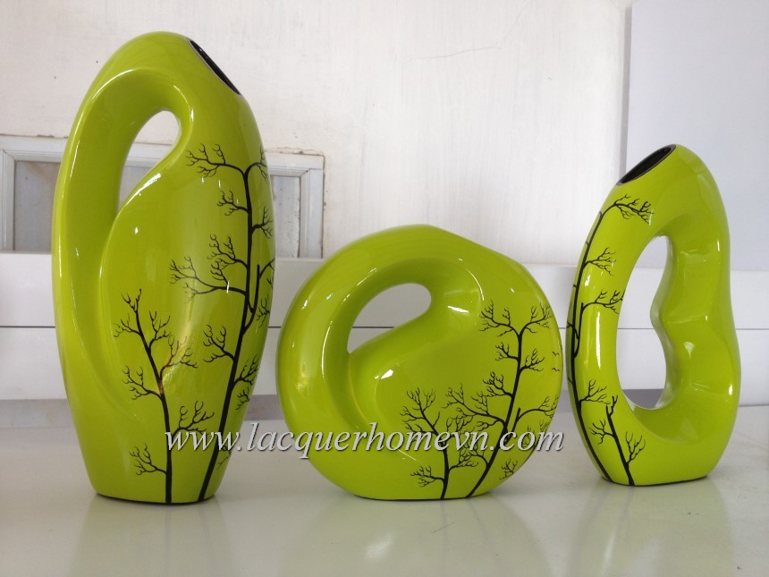 Lacquer ceramic flower vases, made in Vietnam